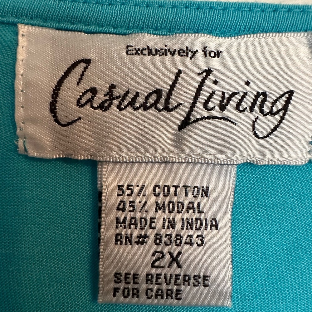 Casual Living Turquoise Short Sleeve Tee Size 2X - Picture 6 of 6